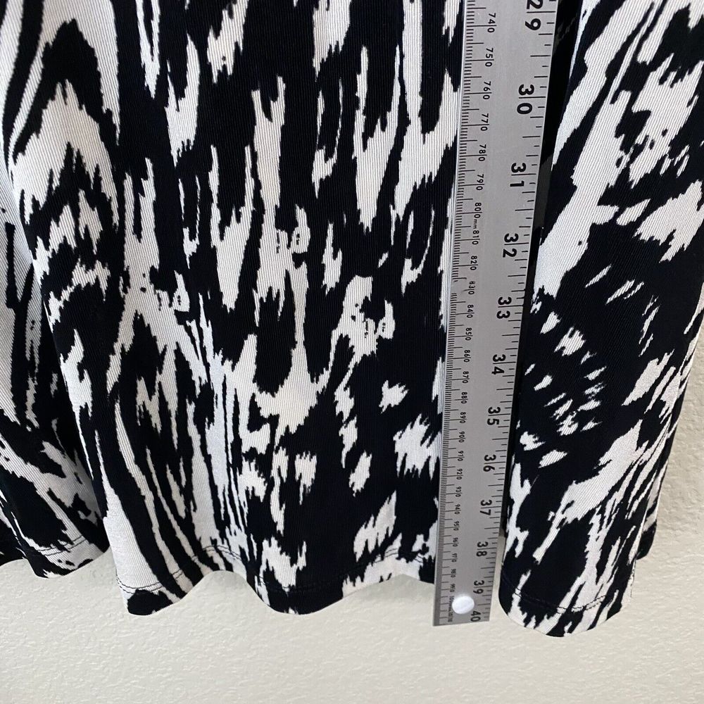 Chico's Dress Womens Size 1 Medium Travelers Faux Wrap Midi Black White - Picture 5 of 7